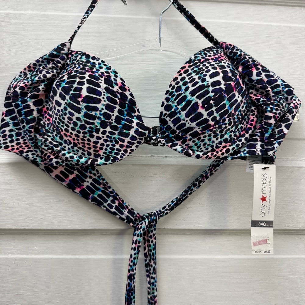 NWT Sundazed Wrap Bikini Top 34C Underwire Animal Print Swim - Picture 2 of 9